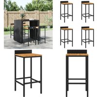 Vidaxl - Barhocker 4 Stk. Schwarz Poly Rattan und Massivholz Akazie - Barhocker - Gartenmöbeln - Outdoor Möbel - Esszimmerstühle - Küchentisch - Home von VIDAXL