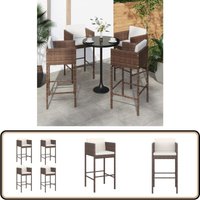 Vidaxl - Barhocker 4 Stk. mit Kissen Braun Poly Rattan - Barhocker - Gartenmöbeln - Poly Rattan - Barstühle - Outdoor Möbel Vidaxl - Barhocker 4 Stk. mit Kissen Braun Poly Rattan - Barhocker - Gartenmöbeln - Poly Rattan - Barstühle - Outdoor Möbel von VIDAXL