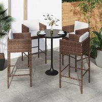 4er Set Barhocker,Barstuhl mit Kissen Braun Poly Rattan vidaXL von BONNEVIE