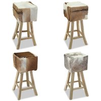 Barhocker Echtleder und Massivholz Teak - Barhocker - Teakholzhölzer - Lederschuh - Wohnzimmer Dekoration - Küchenaccessoires - Home & Living von VIDAXL