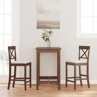 Barhocker mit Kissen 2 Stk. Braun Massivholz Gummibaum - Vidaxl von VIDAXL