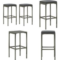 Barhocker mit Kissen 2 Stk. Grau Poly Rattan - Barhocker - Esszimmerstühle - Gartenmöbel - Outdoor Möbel - Lounge Sessel - Home & Living von VIDAXL