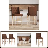 Barstühle 2 Stk. Massivholz Gummibaum und Stoff - Barhocker - Küchenstühle - Esszimmerstühle - Holzstühle - Stühle Braun von VIDAXL