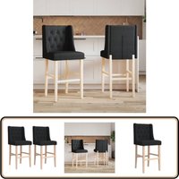 Vidaxl - Barstühle 2 Stk. Massivholz Gummibaum und Stoff - Esszimmerstühle - Barhocker - Küchenstühle - Holzstühle - Schwarze Möbel Vidaxl - Barstühle 2 Stk. Massivholz Gummibaum und Stoff - Esszimmerstühle - Barhocker - Küchenstühle - Holzstühle - Schwarze Möbel von VIDAXL