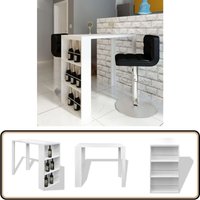 Bartisch mit Weinregal mdf Hochglanz Weiß - Bartisch - Esstisch - Kücheninsel - Wohnzimmertisch - Weißer Tisch von VIDAXL