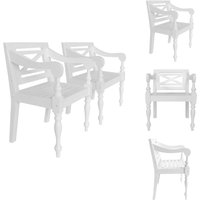 Vidaxl - Batavia-Stühle 2 Stk. Weiß Mahagoni Massivholz - Esszimmerstuhl - Holzstuhl - Mahagoni Stuhl - Weißer Stuhl - Designerstuhl von VIDAXL