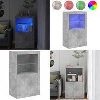 Vidaxl - Beistellschrank mit LED-Leuchten Betongrau Holzwerkstoff - Schreibtischlampe - Nachttischleuchte - Wohnzimmerstil - Moderner Schreibtisch von VIDAXL