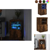 Vidaxl - Beistellschrank mit LED-Leuchten Räuchereiche Holzwerkstoff - Schreibtischlampe - Nachttischleuchte - Wohnzimmerschrank - Regal - TV-Stand von VIDAXL