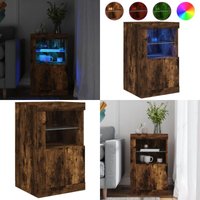 Vidaxl - Beistellschrank mit LED-Leuchten Räuchereiche Holzwerkstoff - Schreibtischlampe - Nachttischleuchte - Wohnzimmerschrank - Regal - TV-Stand von VIDAXL