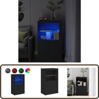 Beistellschrank mit LED-Leuchten Schwarz Holzwerkstoff - Schreibtischlampe - Nachttischleuchte - Wohnzimmerstil - Moderner Schreibtisch - Regal von VIDAXL