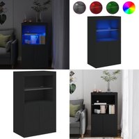 Vidaxl - Beistellschrank mit LED-Leuchten Schwarz Holzwerkstoff - Schreibtischlampe - Nachttischleuchte - Wohnzimmerstil - Moderner Schreibtisch Vidaxl - Beistellschrank mit LED-Leuchten Schwarz Holzwerkstoff - Schreibtischlampe - Nachttischleuchte - Wohnzimmerstil - Moderner Schreibtisch von VIDAXL