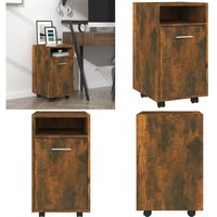 Vidaxl - Beistellschrank mit Rollen Räuchereiche 33x38x60 cm - Holz Sideboard - Sideboard Rauchfarben - Wohnzimmermöbel - Regal Mit Türen von VIDAXL