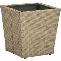 Beistelltisch,Kaffeetisch Beige 41,5x41,5x44 cm Poly Rattan und Hartglas vidaXL von BONNEVIE