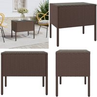 Beistelltisch Braun 53x37x48 cm Poly Rattan und Hartglas - Beistelltisch - Wohnzimmer Deko - Gartentisch - Outdoor Möbel - Gartenmöbel - Home & Living von VIDAXL