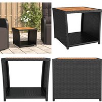 Beistelltisch mit Holzplatte Schwarz Poly Rattan & Akazienholz - Gartentisch - Teettisch - Balkontisch - Outdoor Möbel - Gartenmöbel Set - Home & Beistelltisch mit Holzplatte Schwarz Poly Rattan & Akazienholz - Gartentisch - Teettisch - Balkontisch - Outdoor Möbel - Gartenmöbel Set - Home & von VIDAXL