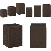 Vidaxl - Beistelltische 3 Stk. mit Glasplatten Braun Poly Rattan - Beistelltisch - Wohnzimmer Dekoration - Gartenmöbel - Outdoor Möbel von VIDAXL