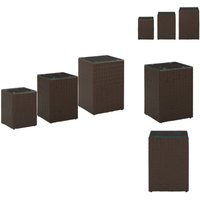 Beistelltische 3 Stk. mit Glasplatten Braun Poly Rattan - Beistelltisch - Wohnzimmer Dekoration - Gartenmöbel - Outdoor Möbel - Esszimmertisch Beistelltische 3 Stk. mit Glasplatten Braun Poly Rattan - Beistelltisch - Wohnzimmer Dekoration - Gartenmöbel - Outdoor Möbel - Esszimmertisch von VIDAXL