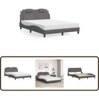 Vidaxl - Bett mit Matratze Grau 140x200 cm Kunstleder - Bettsofa - Schlafzimmermöbel - Boxspringbett - Doppelbett - Gästebett von VIDAXL