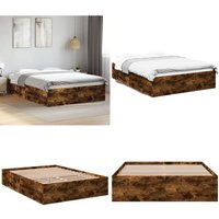 Vidaxl - Bettgestell Räuchereiche 140x200 cm Holzwerkstoff - Holzbettfassungen - Doppelbett Gestell - Bettrahmen - Massivholzbette - Modernes Bett von VIDAXL