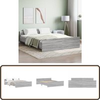 Bettgestell mit Kopf- und Fußteil Grau Sonoma 160x200 cm - Holzbettfassungen - Doppelbett - Bettkopfstütze - Massivholzbette - Lattenrost von VIDAXL