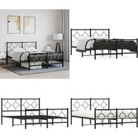 Vidaxl - Bettgestell mit Kopf- und Fußteil Metall Schwarz 140x200 cm - Metallbettfassungen - Doppelbett Gestell - Boxspringrahmen - Schlafzimmer von VIDAXL