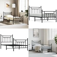 Bettgestell mit Kopf- und Fußteil Metall Schwarz 90x190 cm - Metallbettfgestell - Doppelbett - Boxspringrahmen - Schlafzimmermöbel - Schwarzes Bett von VIDAXL
