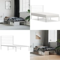 Vidaxl - Bettgestell mit Kopfteil Metall Weiß 80x200 cm - Metallbettfundament - Bettrahmen - Doppelbett - Weißes Bettgestell - Boxspringrahmen - Home von VIDAXL