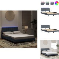 Bettgestell mit LED-Leuchten Dunkelgrau 140x200 cm Samt - Samtsofa - Bettrahmen - Doppelbett - Boxspringbetten - Nachttischlampe von VIDAXL