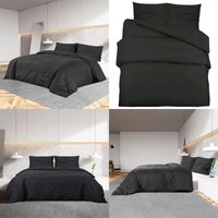 Vidaxl - Bettwäsche-Set Schwarz 200x200 cm Leichte Mikrofaser - Bettenwäsche - Mikrofaser - Bettwäsche Set - Schwarz - Doppelbett - Home & Living von VIDAXL