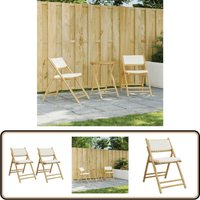 Bistrostühle 2 Stk. Klappbar mit Cremeweißen Kissen Bambus - Bambusgartenmöbel - Outdoor-Stühle - Klappbare Stühle - Gartenstühle - Esszimmerstühle Bistrostühle 2 Stk. Klappbar mit Cremeweißen Kissen Bambus - Bambusgartenmöbel - Outdoor-Stühle - Klappbare Stühle - Gartenstühle - Esszimmerstühle von VIDAXL