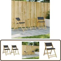 Bistrostühle 2 Stk. Klappbar mit Dunkelgrauen Kissen Bambus - Bambussessel - Gartenstuhl - Bistrostuhl - Klappbarer Stuhl - Esszimmerstuhl von VIDAXL