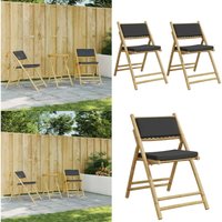 Bistrostühle 2 Stk. Klappbar mit Dunkelgrauen Kissen Bambus - Bambussessel - Gartenstuhl - Bistrostuhl - Klappbarer Stuhl - Esszimmerstuhl - Home & von VIDAXL