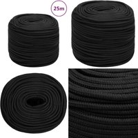 Bootsseil Schwarz 10 mm 25 m Polypropylen - Bootsseil - Schiffsseil - Polyesterseil - Marino Seil - Liegeplatzseil - Home & Living von VIDAXL