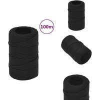 Bootsseil Schwarz 2 mm 100 m Polypropylen - Bootsseil - Schiffsseil - Polyesterseil - Marino Seil - Liegeplatzseil von VIDAXL