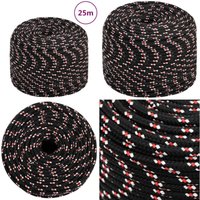 Bootsseil Schwarz 8 mm 25 m Polypropylen - Bootsseil - Schiffsseil - Polyesterseil - Marino Seil - Liegeplatzseil - Home & Living von VIDAXL