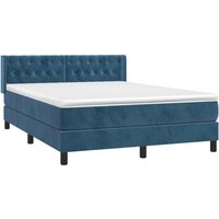 Boxspringbett mit Matratze Dunkelblau 140x190 cm Samt Vidaxl von VIDAXL