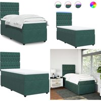 Vidaxl - Boxspringbett mit Matratze Dunkelgrün 100x200 cm Samt von VIDAXL