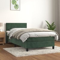 Vidaxl - Boxspringbett mit Matratze Dunkelgrün 90x200 cm Samt von VIDAXL