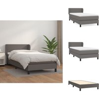 Vidaxl - Boxspringbett mit Matratze Grau 80x200 cm Kunstleder - Boxspringbett - Betten - Doppelbett - Kunstlederbett - Graues Bett von VIDAXL