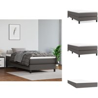 Vidaxl - Boxspringbett mit Matratze Grau 90x200 cm Kunstleder - Boxspringbett - Doppelbett - Bettenrahmen - Kunstlederbett - Matratze von VIDAXL