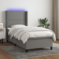 Vidaxl - Boxspringbett mit Matratze & led Dunkelgrau 80x200 cm Stoff Vidaxl - Boxspringbett mit Matratze & led Dunkelgrau 80x200 cm Stoff von VIDAXL