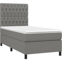 Boxspringbett mit Matratze & led Dunkelgrau 90x190 cm Stoff Vidaxl von VIDAXL