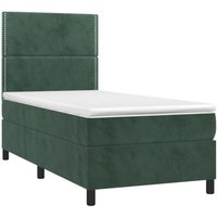 Vidaxl - Boxspringbett mit Matratze & led Dunkelgrün 90x190 cm Samt von VIDAXL