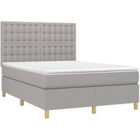 Vidaxl - Boxspringbett mit Matratze & led Hellgrau 140x200 cm Stoff Vidaxl - Boxspringbett mit Matratze & led Hellgrau 140x200 cm Stoff von VIDAXL