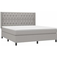 Boxspringbett mit Matratze & led Hellgrau 160x200 cm Stoff Vidaxl von VIDAXL