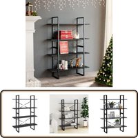 Bücherregal 4 Fächer Grau 100x30x140 cm Holzwerkstoff - Industrielles Design - Bücherregal - Holzwerkstoff Regal - Graues Regal - Aufbewahrungslösung Bücherregal 4 Fächer Grau 100x30x140 cm Holzwerkstoff - Industrielles Design - Bücherregal - Holzwerkstoff Regal - Graues Regal - Aufbewahrungslösung von VIDAXL
