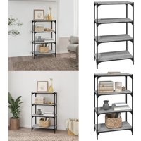 Bücherregal Grau Sonoma 60x33x100 cm Holzwerkstoff und Stahl - BucheRegal - Industrielles Deko - Regal Grau - Holzwerkstoff Regal - Metall Regal von VIDAXL