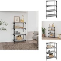 Bücherregal Grau Sonoma 60x33x100 cm Holzwerkstoff und Stahl - BucheRegal - Industrielles Deko - Regal Grau - Holzwerkstoff Regal - Metall Regal von VIDAXL