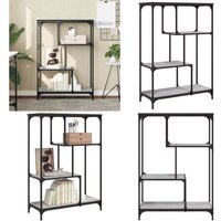 Bücherregal Grau Sonoma 81x36x115 cm Holzwerkstoff und Stahl - BucheRegal - Industrielles Regal - Regal Grau - Regal Metall - Regal Holzwerkstoff von VIDAXL