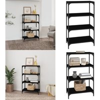 Bücherregal Schwarz 60x33x100 cm Holzwerkstoff und Stahl - BucheRegal - Industrielles Regal - Regal Schwarz - Regal Metall - Regal Holz - Home & von VIDAXL